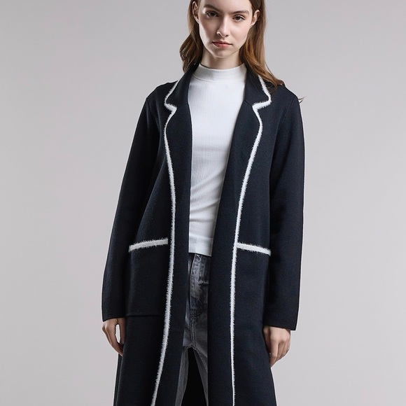Zara Jackets & Blazers - BNWOT Zara Elegant Black and White Trim Women's Knit Coat